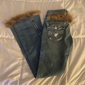 y2k vintage furry true religion jeans